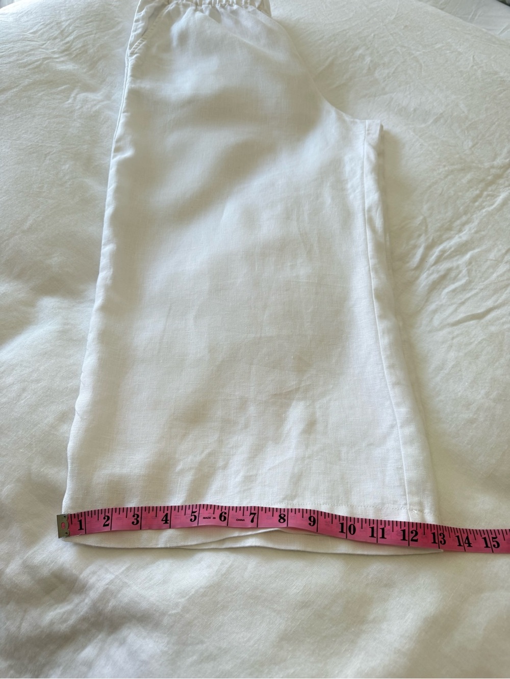 Garnet Hill | Women’s Large | White 100% Linen Wide Leg Pants Lagenlook Relaxed - Picture 9 of 9